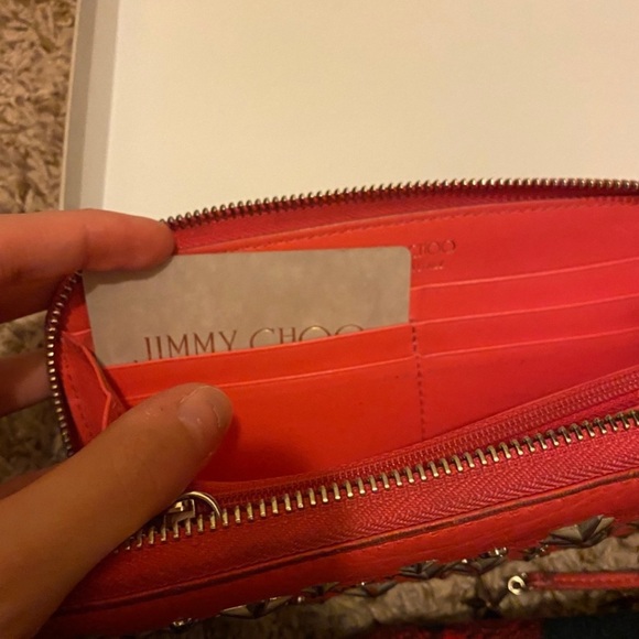 Jimmy Choo Star Wallet Pink/Red with Rhinestones & Original Packaging - Picture 5 of 12